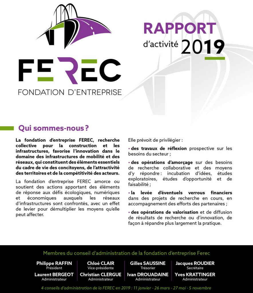 Rapport d'activité 2019 - Fondation d'entreprise FEREC