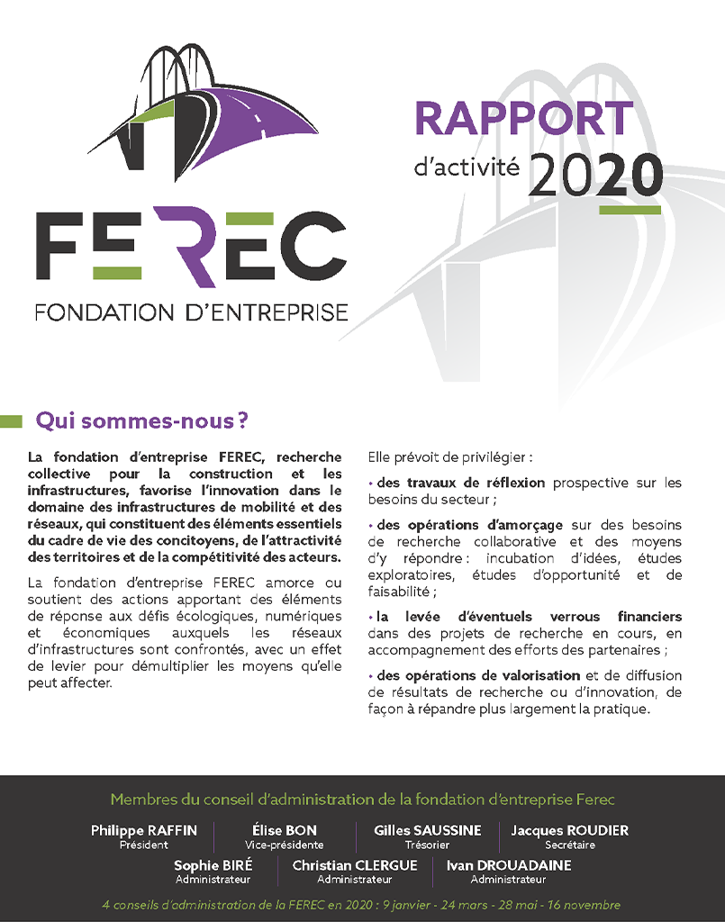 Rapport d'activité 2020 - Fondation d'entreprise FEREC